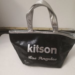 Kitson Los Angeles Black/Silver Sequin Bag 2000s. Simple Life Metallic Party